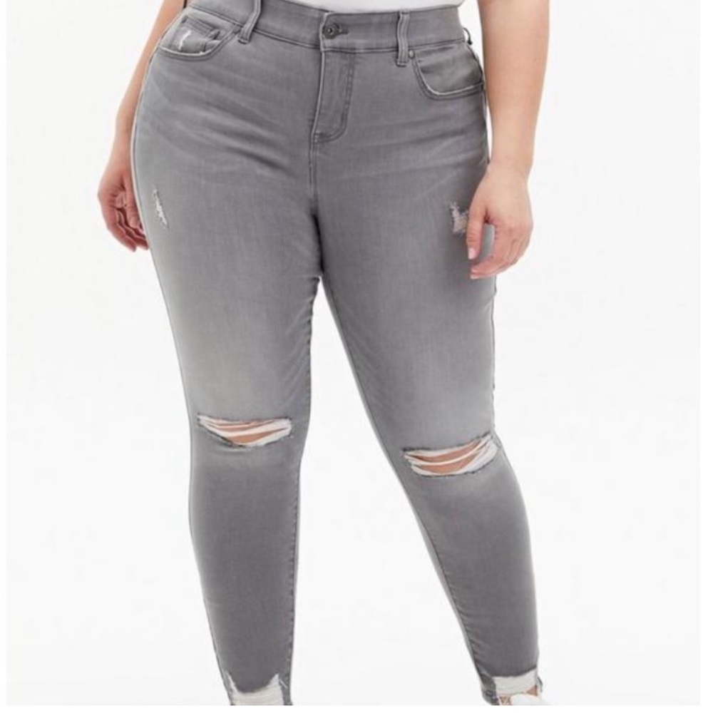 Torrid Bombshell Skinny Super Soft High-Rise Destructed Jean